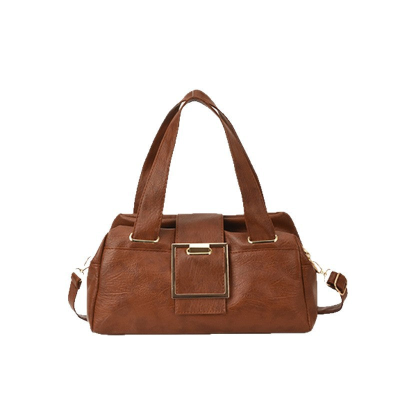 Retro Metal Buckle Soft Handbag