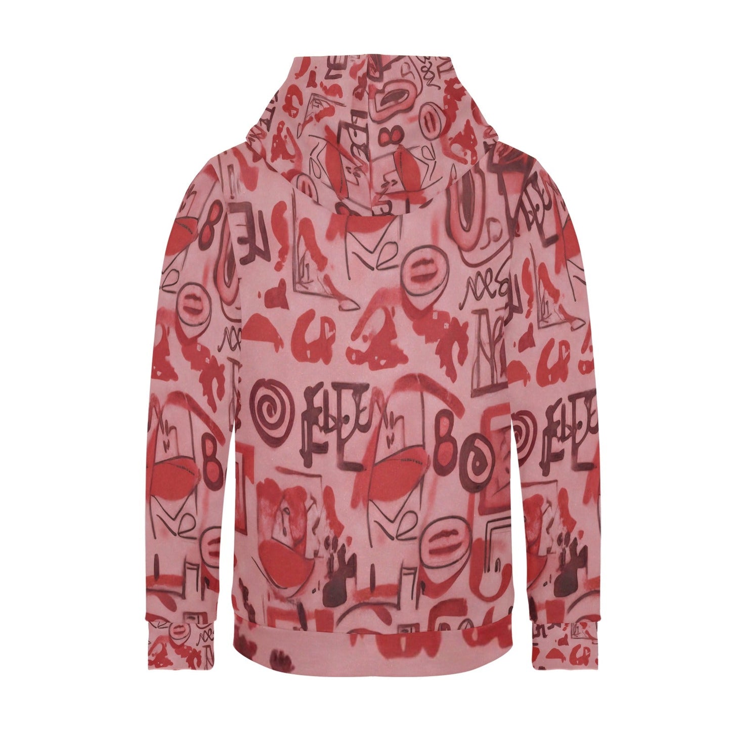 Pink graffiti scribbles on Women's Long Sleeve Fleece Hoodie JACKET ONLY new create by Designs By Kiekie