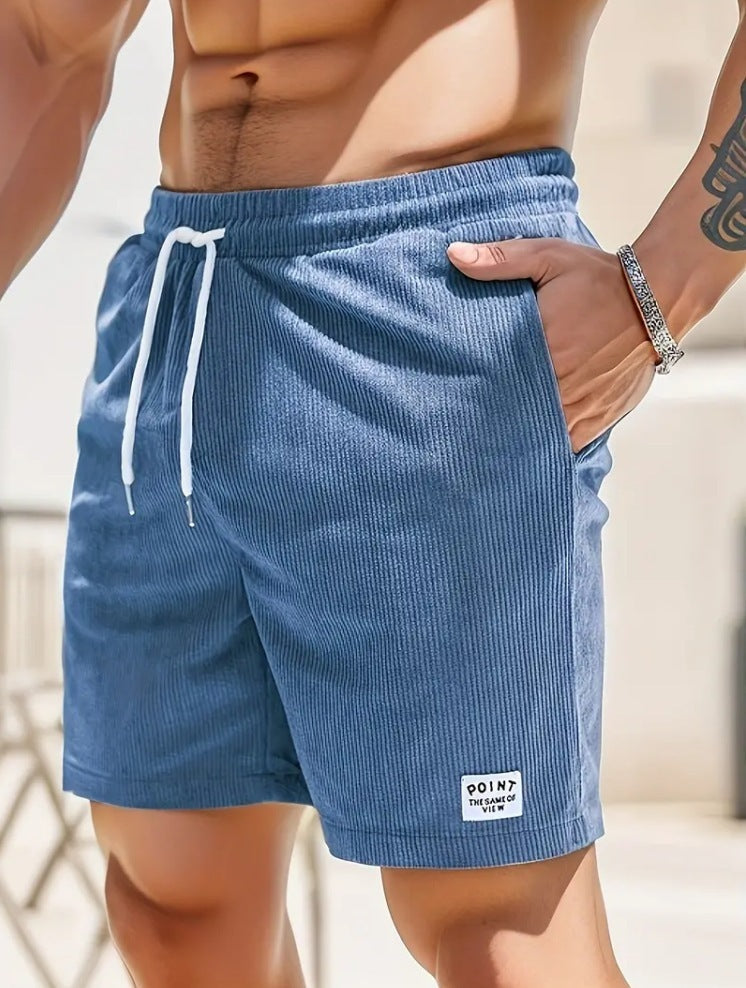 Pantalones cortos de cordón con cordones, pantalones cortos deportivos de pana para hombre, ropa de hombre
