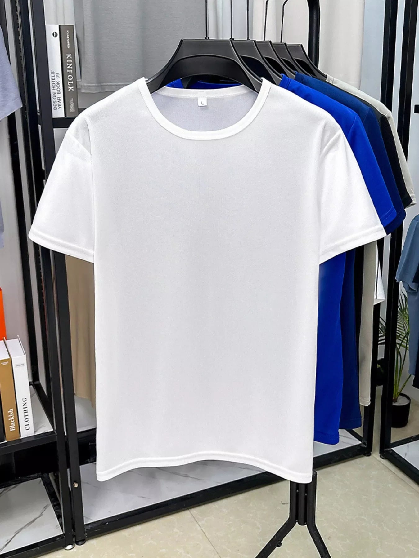 Camiseta de manga corta y cuello redondo de talla grande para hombre