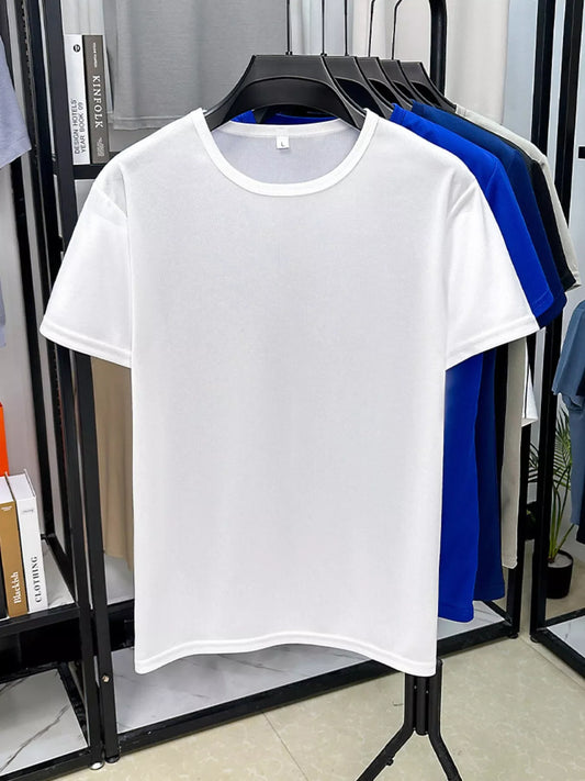 Camiseta de manga corta y cuello redondo de talla grande para hombre