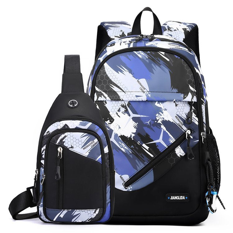 Men's Two-Piece Set Backpack And Chest Bag