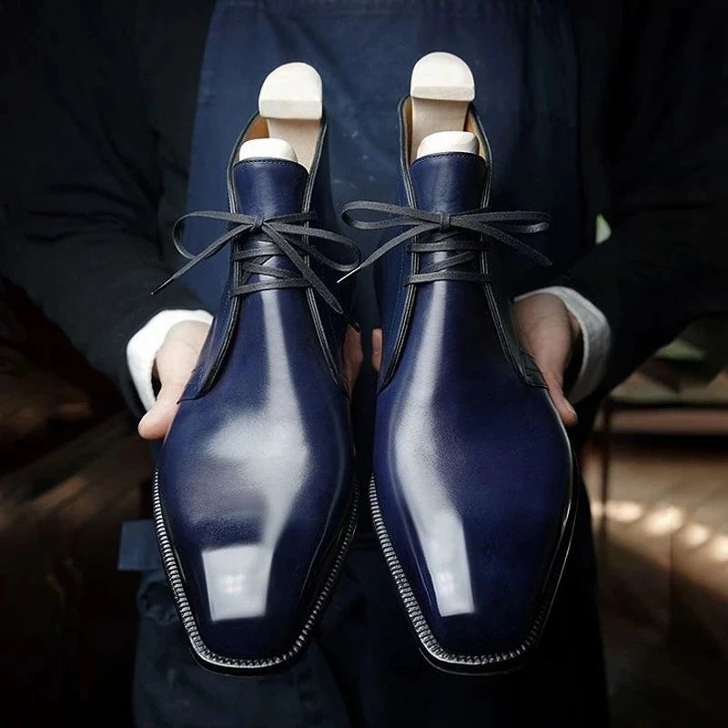 Men's Low-Heel Business Short Boots