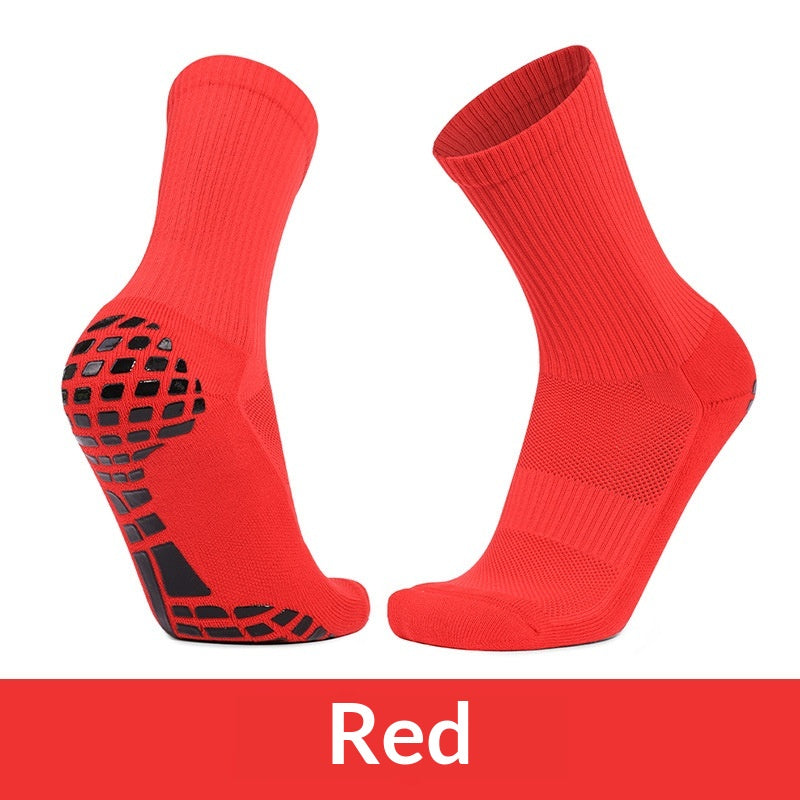 Men's Training Socks Thickeneded Towel Bottom Cushioning Comfortable Pvc Dispensing Non-Slip Socks Sweat-Absorbent Breathable Mid-Calf Football Socks