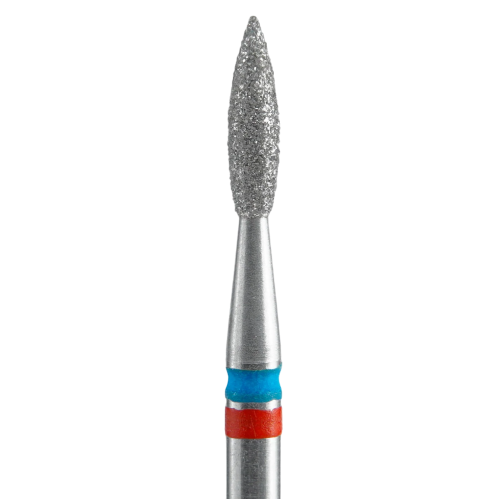 STALEKS Diamond Nail Drill Bit DUO Pointed Flame FA11RB021/8, Red-Blue, 2.1/8mm