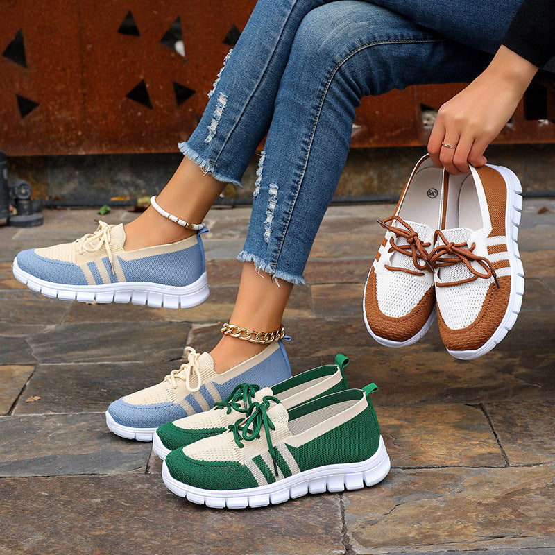 Women's Fly Woven Mesh Casual Lace-Up Flats