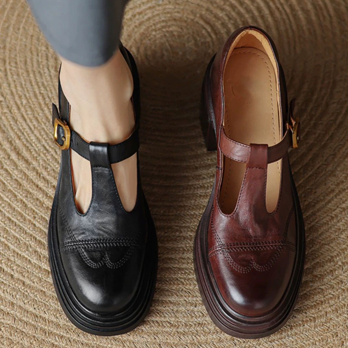 Women's Chunky Heel Platform Mary Jane Shoes