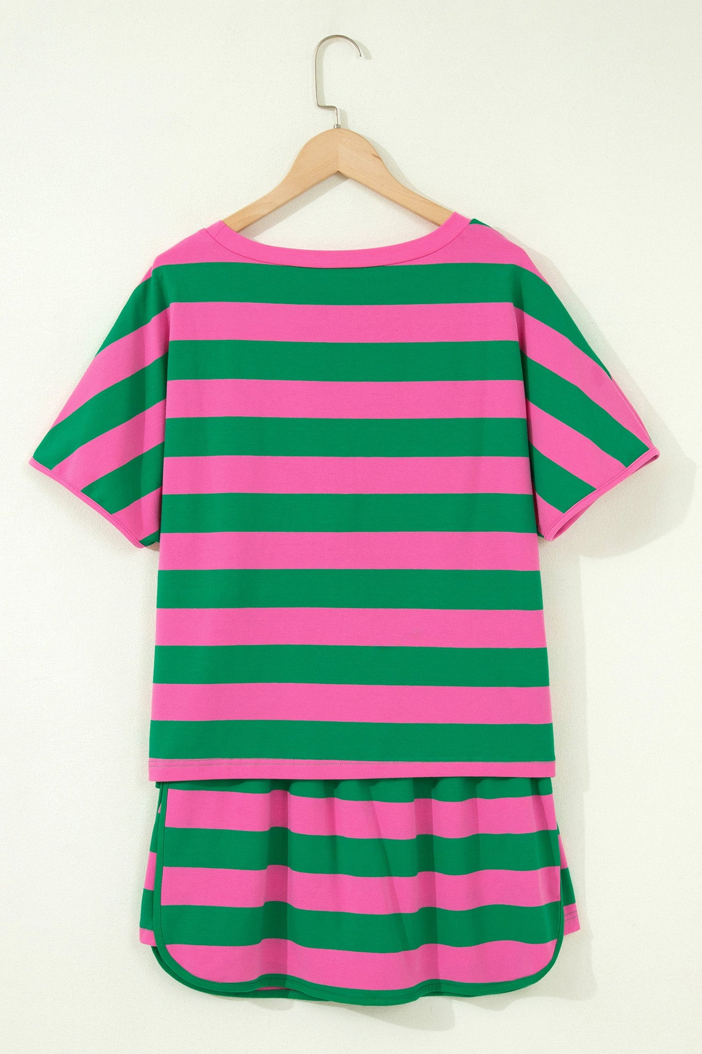Yellow Stripe Dolman Tee Drawstring Skort Athletic 2pcs Set