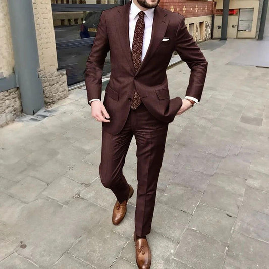 Traje de vestir ajustado de dos botones para hombre