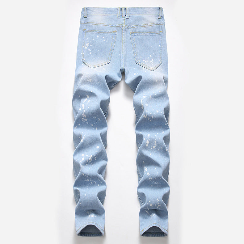 Men's Ripped Denim Jeans - Summer Casual Straight Fit