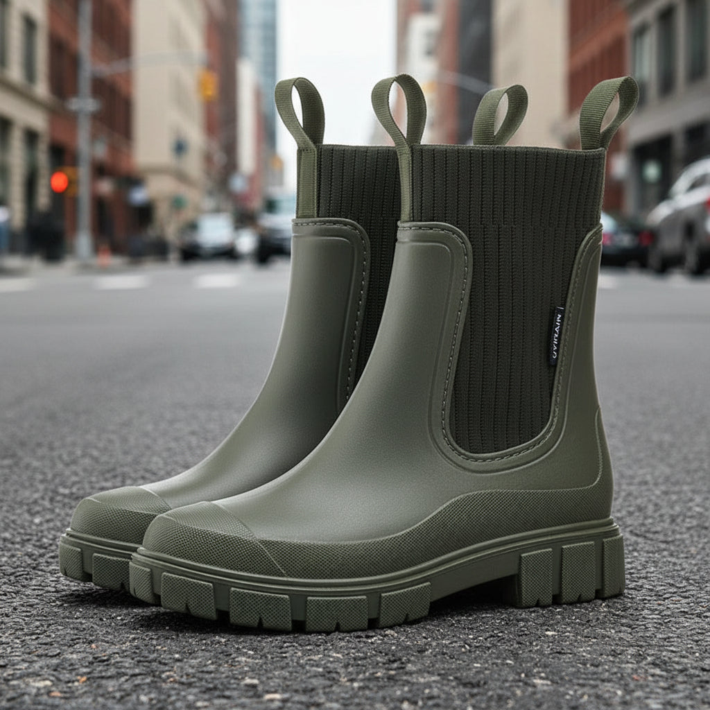 Botas de Lluvia Impermeables con Alza Interna para Mujer