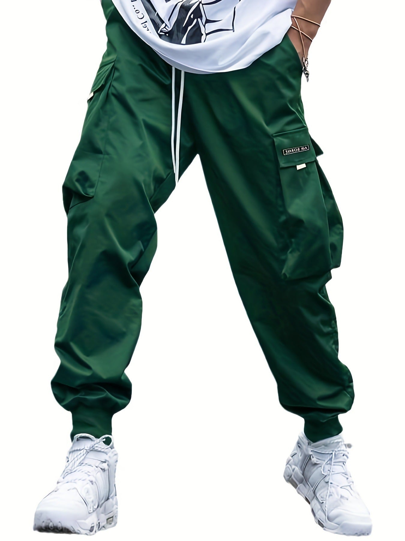 Pantalones cargo de hombre con múltiples bolsillos y cordón