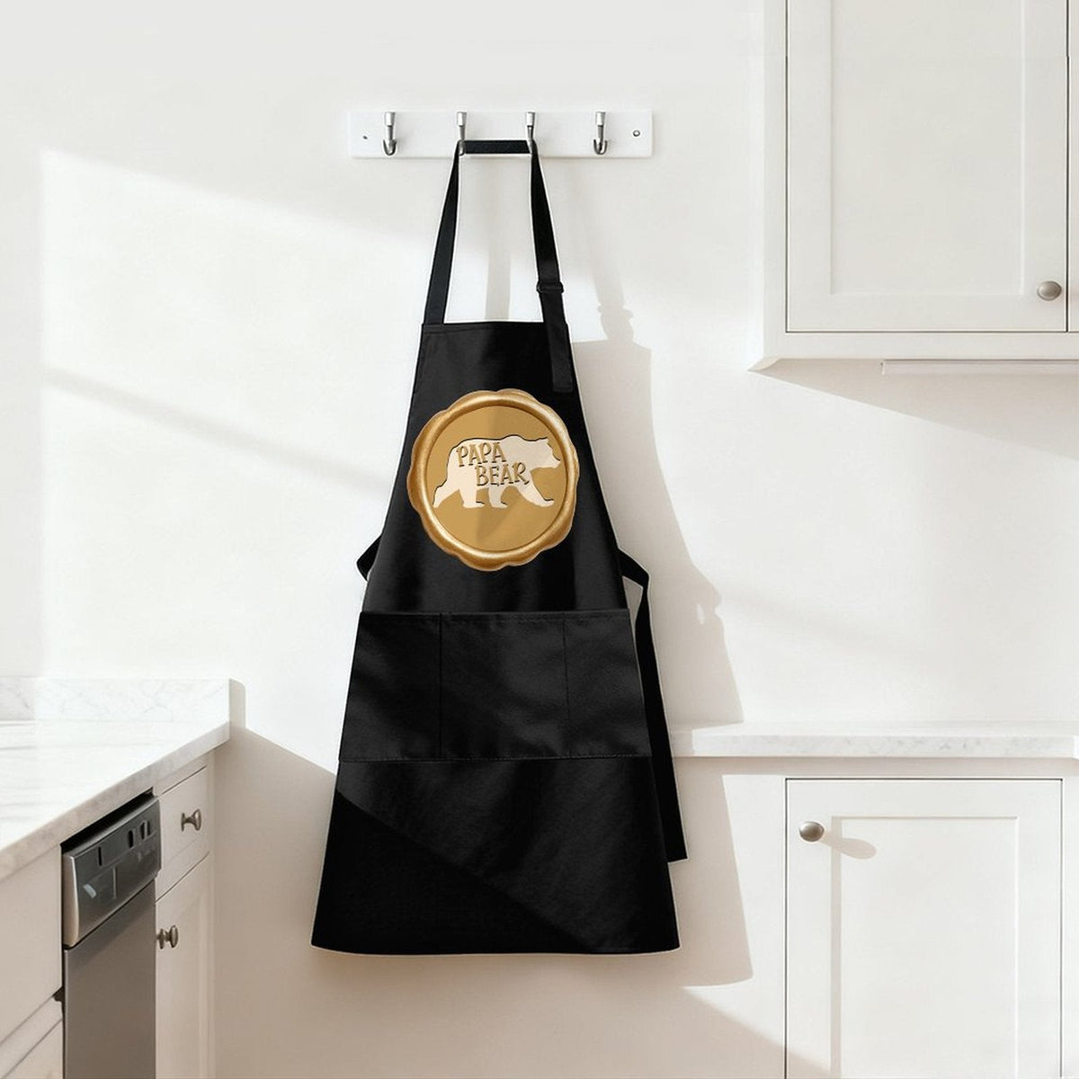 Papa Bear Golden Seal Adult Waterproof Apron With Three Pockets