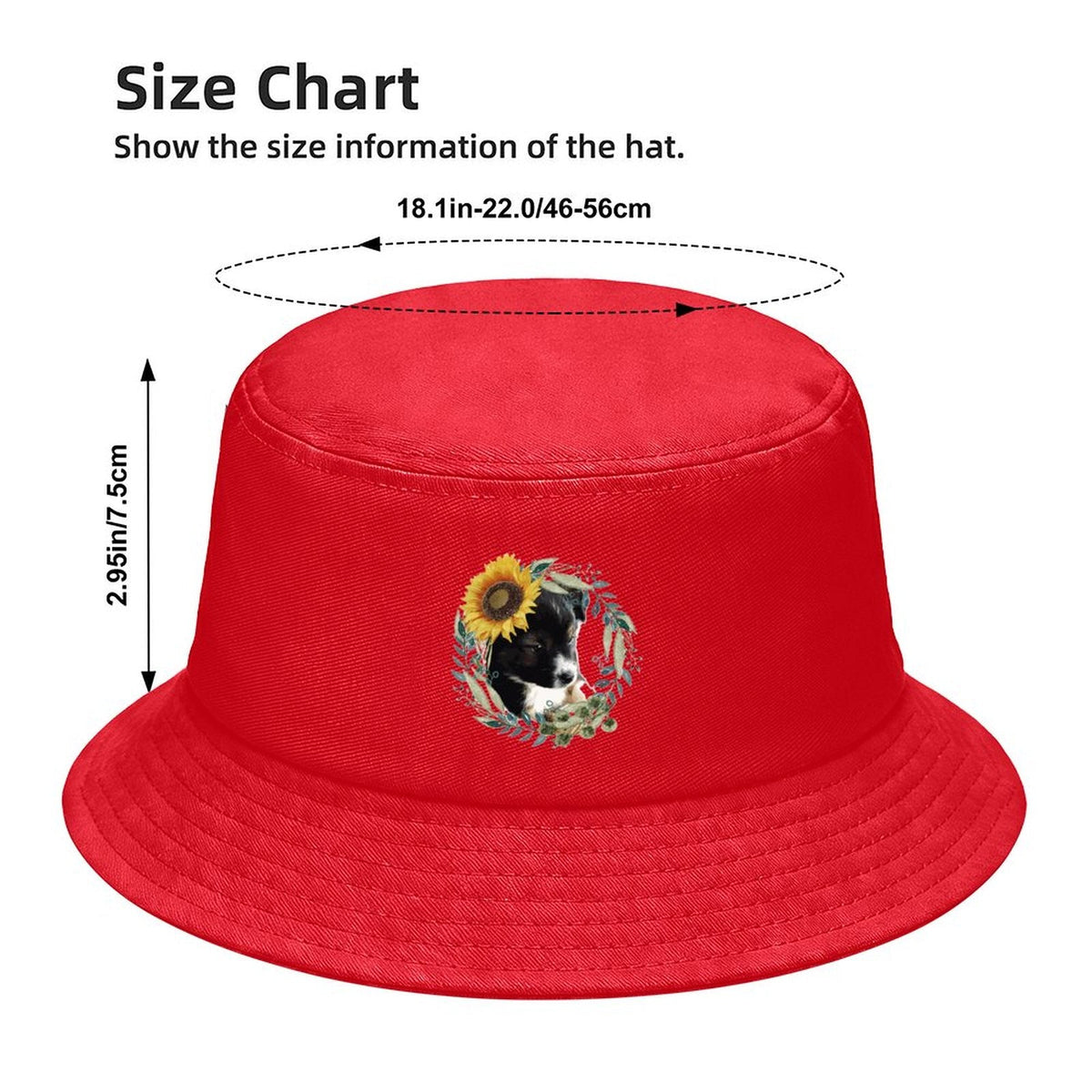 Cute Black Puppy Children’s Bucket Hat (Front Printing)
