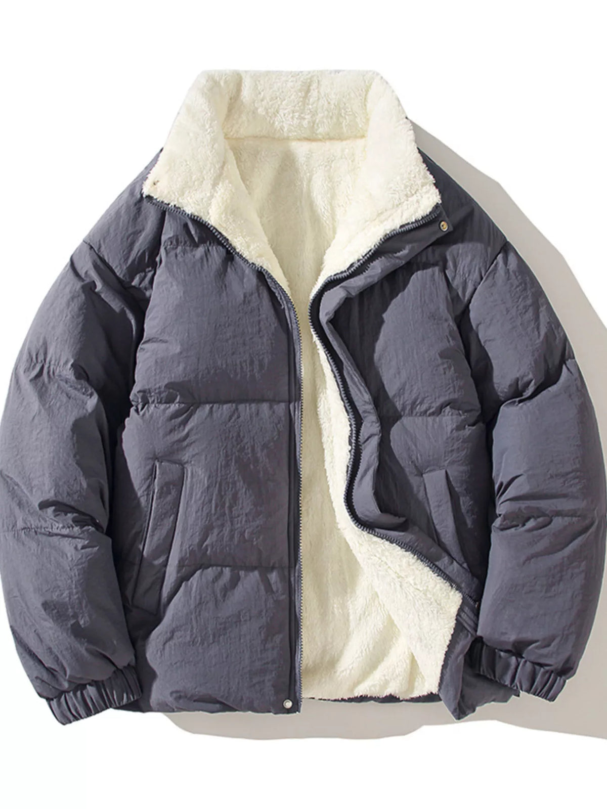 Men's Full Size Zip Up Fleece Puffer Jacket Plus Size