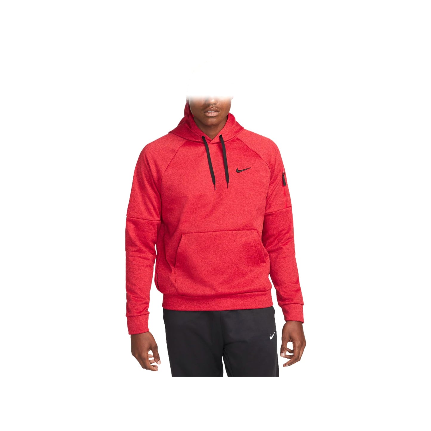 Nike Therma-FIT Mens Pullover Fitness Hoodie (US Alpha Large Regular Regular Team Red/Heather/University Red/Black)