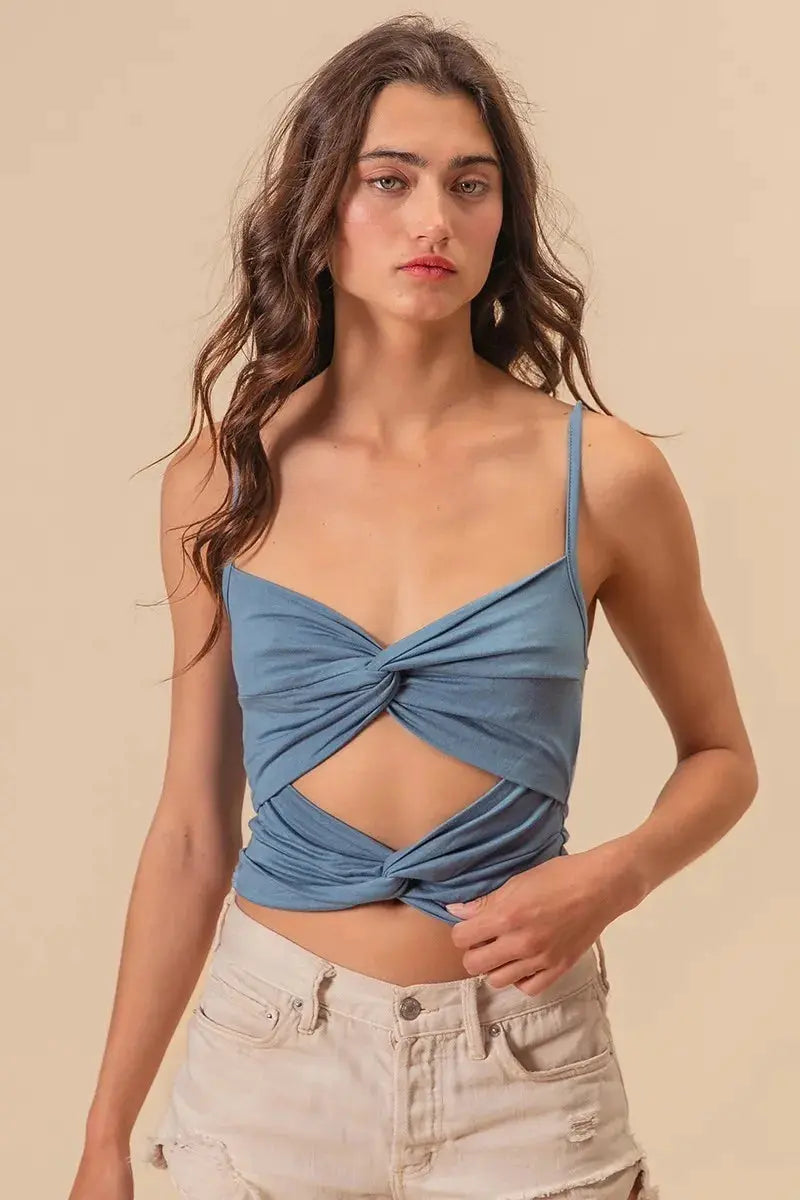 Trendsi Double Twist Cami Tank Top Denim