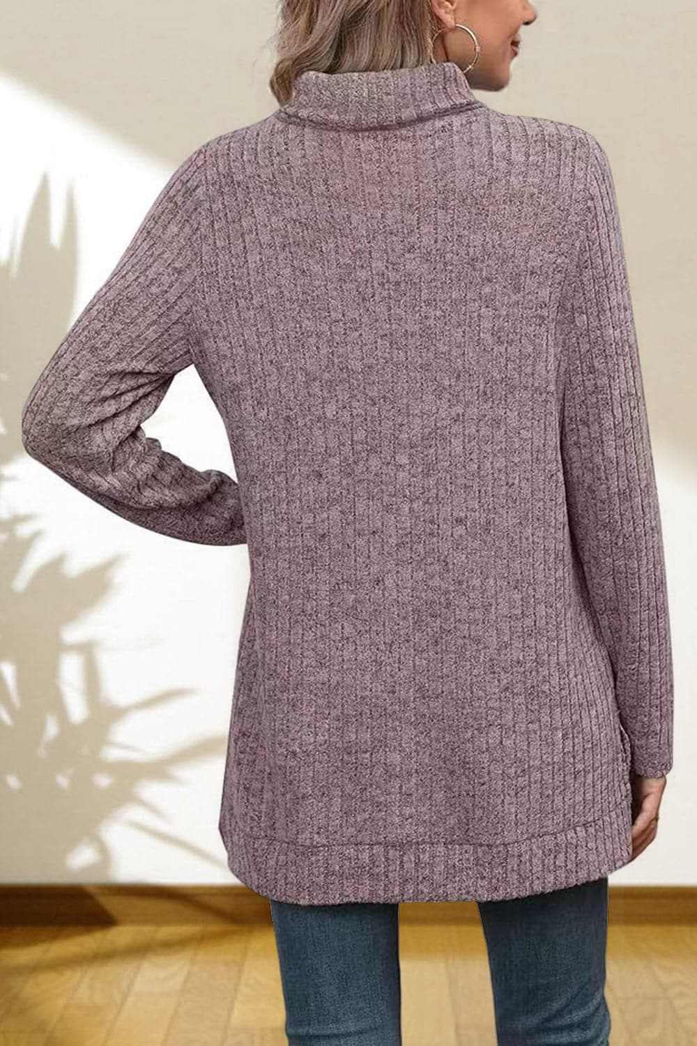 Sweater Pullovers Trendsi Chic high-low turtleneck top