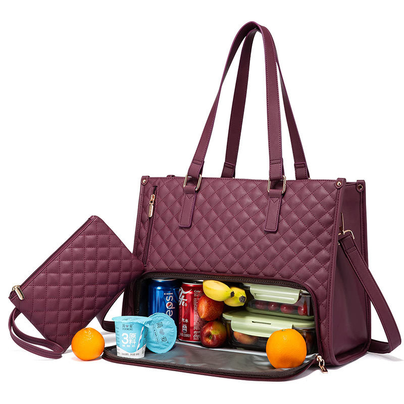 Women's Quilted Laptop Bag with Matching Crossbody