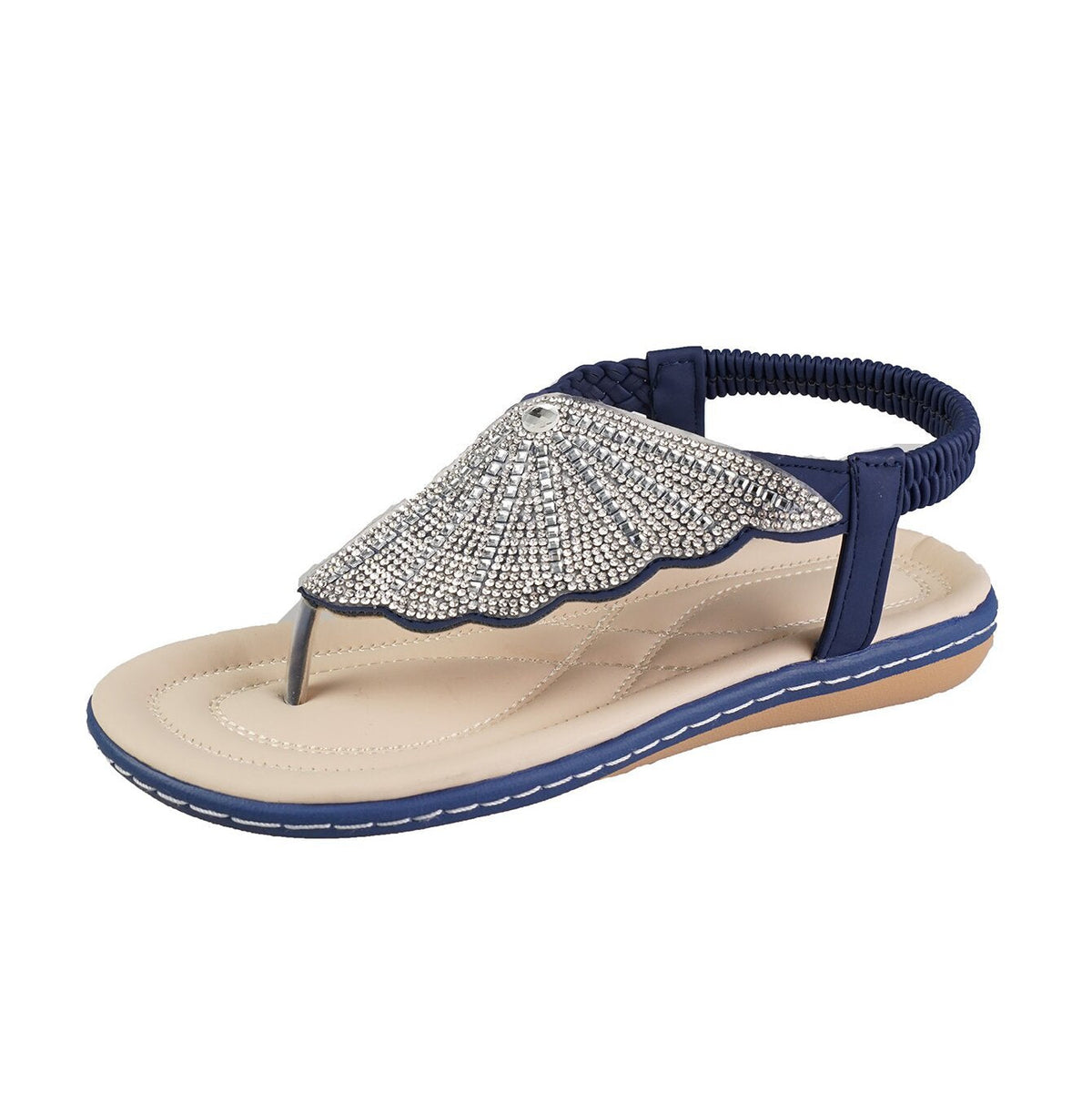 Women's Rhinestone Shell Flip-Flop Sandals