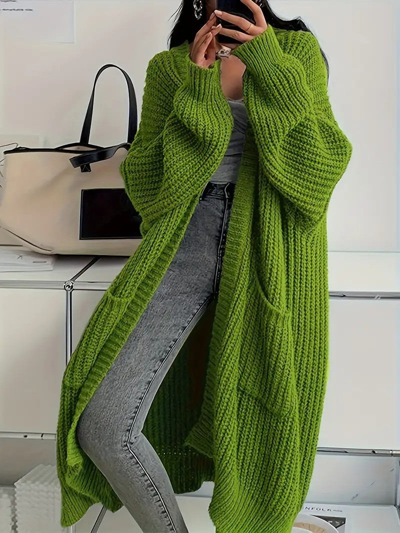 Cárdigan largo de punto para mujer – Corte holgado, estilo versátil