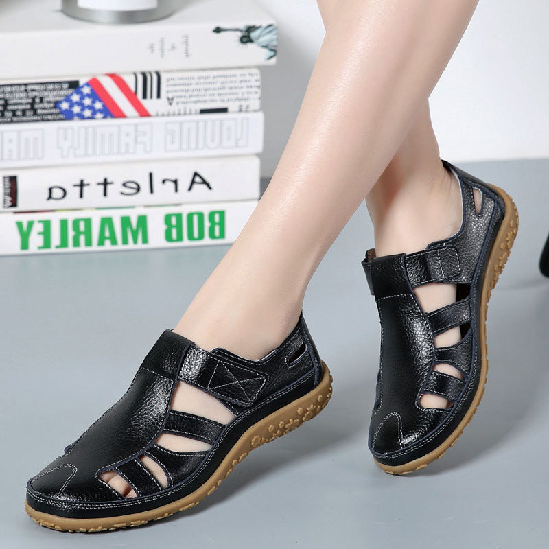 Women's Handmade Retro Soft Sole Leather Velcro Casual Shoes
