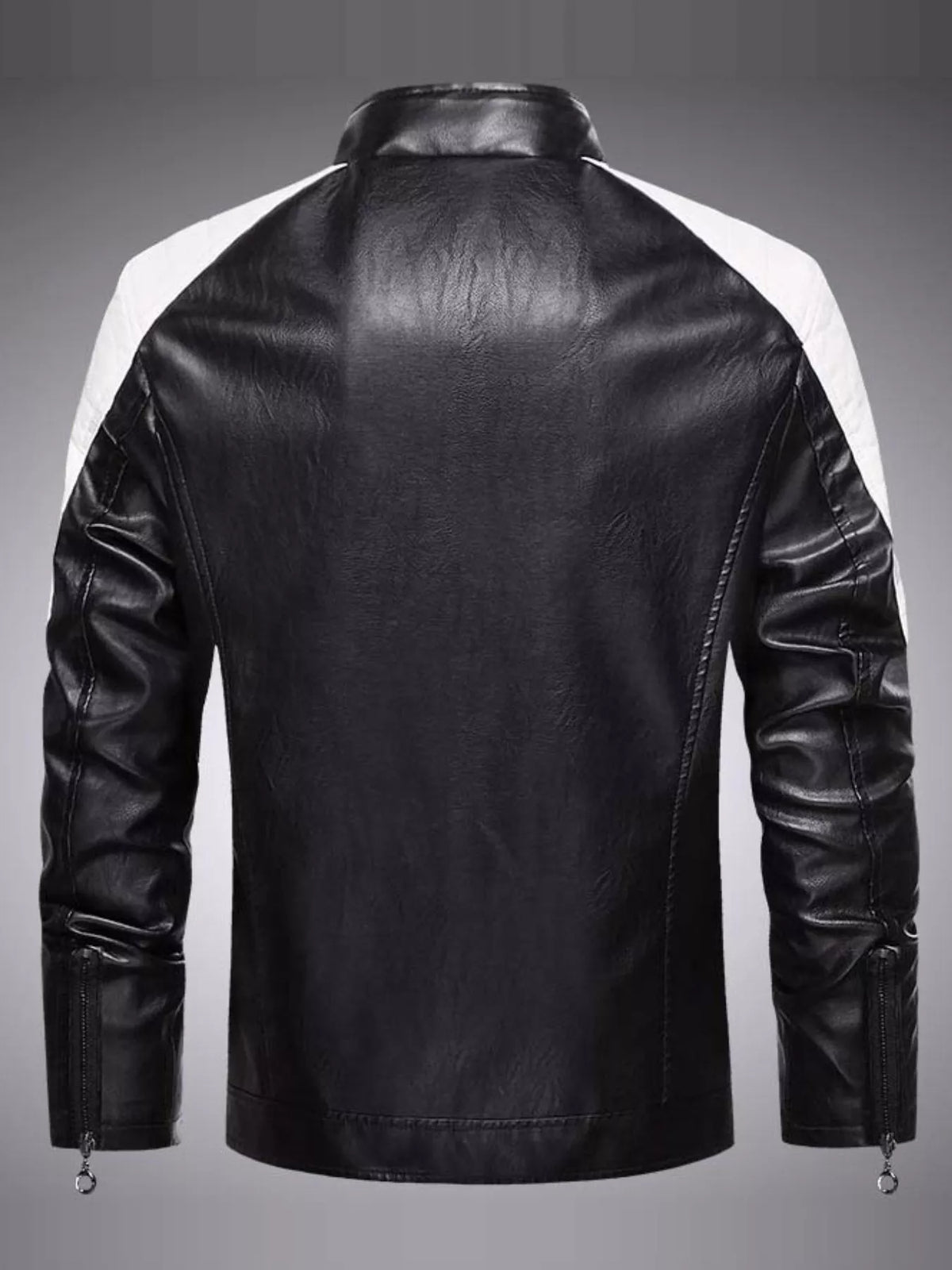 Men's Plus Size Slim Fit Zip Up Moto Jacket