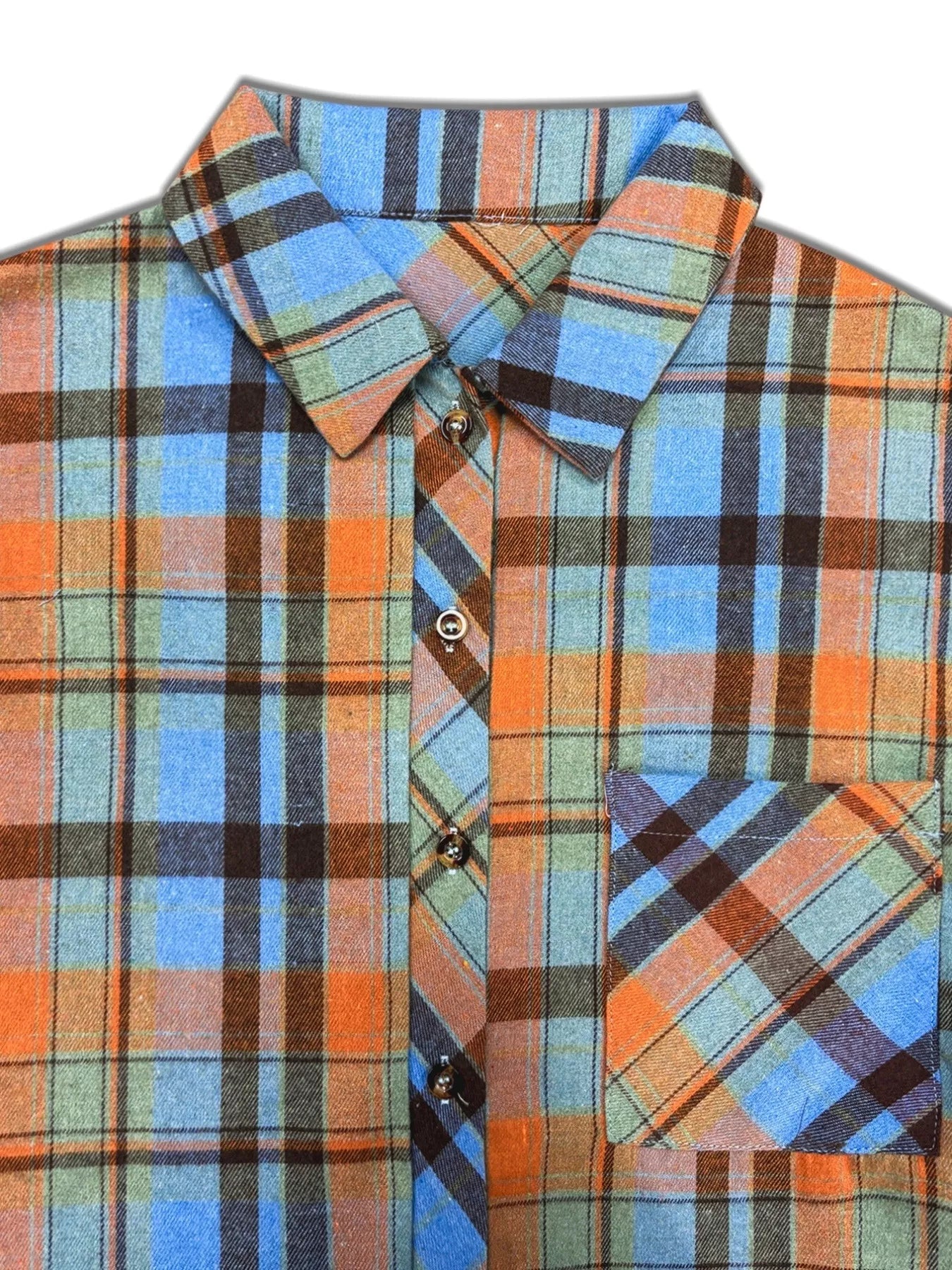 Plaid Button-Up Long Sleeve Shirt