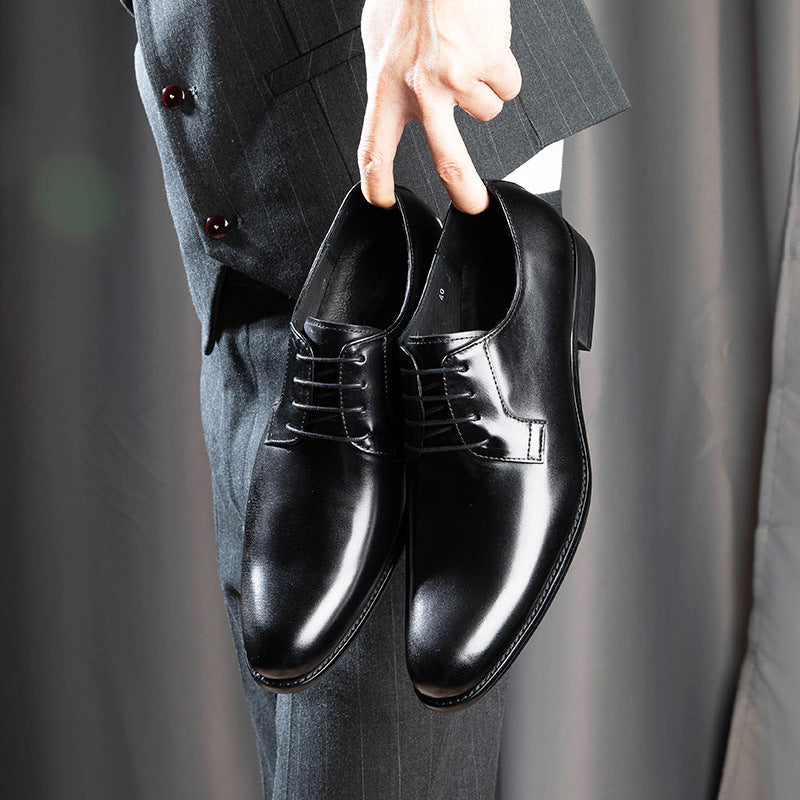 Men's Hand-Rubbed Lace-Up Leather Shoes