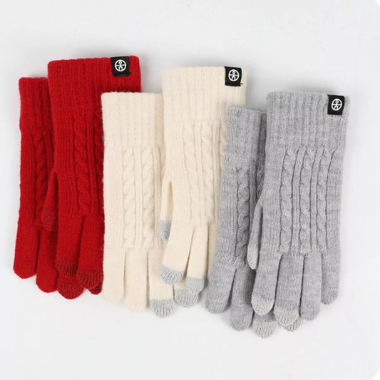 Guantes de punto trenzado para pantallas táctiles
