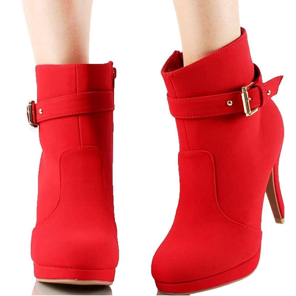Botines de tacón de aguja Chic Sup de tendencia con hebilla