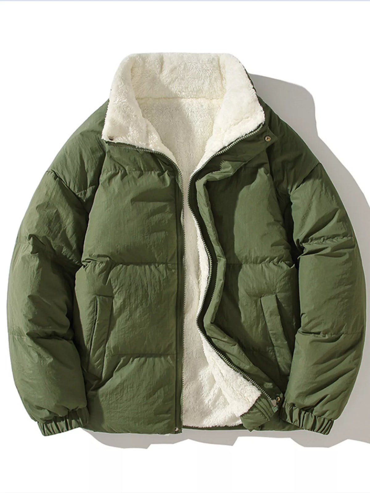 Men's Full Size Zip Up Fleece Puffer Jacket Plus Size