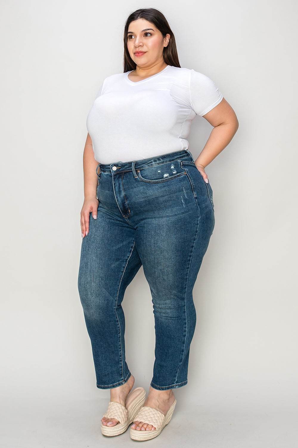 Jeans ajustados de tiro alto con control de abdomen Judy Blue Full Size