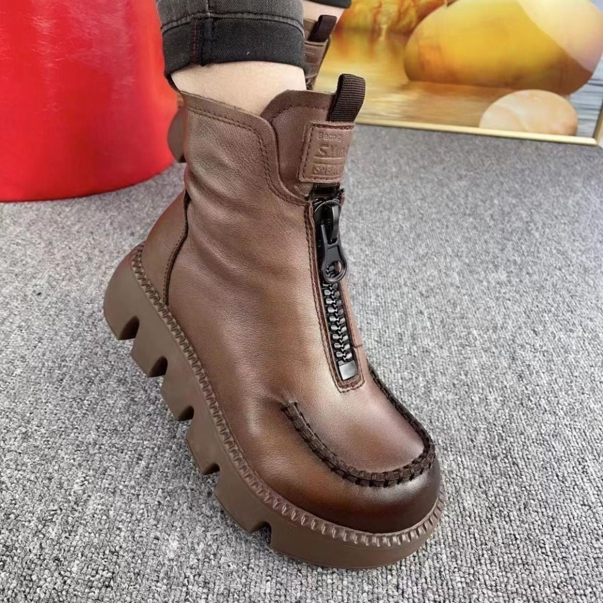 Retro Platform Front-Zip Boots