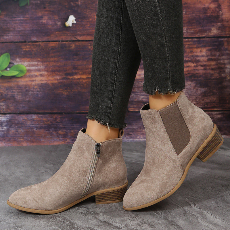 Women's Pointed Suede Elastic Band Boots