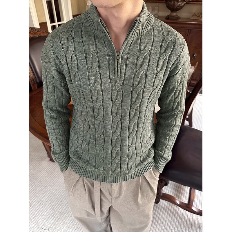 Men's Textured-knit Sweater With A Preppy Old-money Vibe