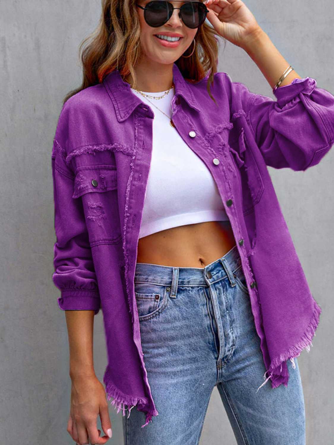 Chaqueta de mezclilla oversize con efecto desgastado