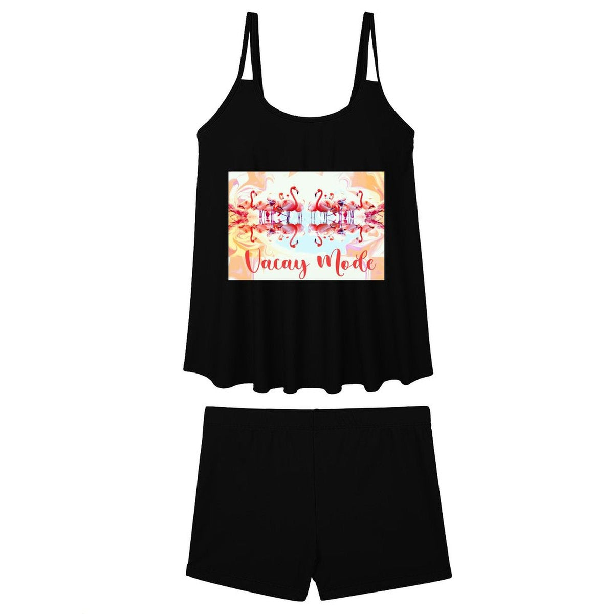 Flamingos in Vacay Mode Tankini Two-Piece for Women (Made in USA)