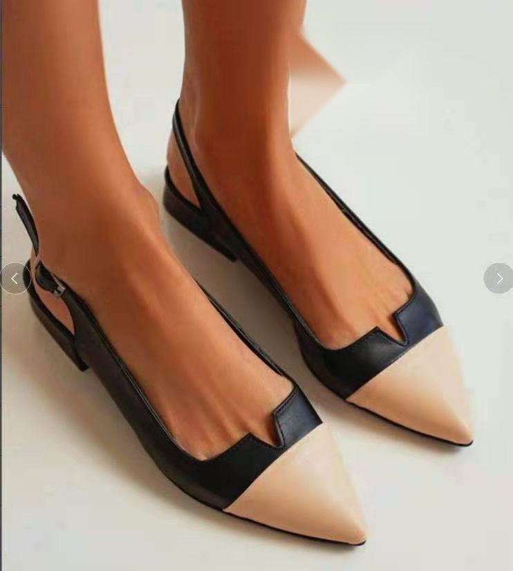 Women's Pointed-Toe Low-Heel Color Matching Flats