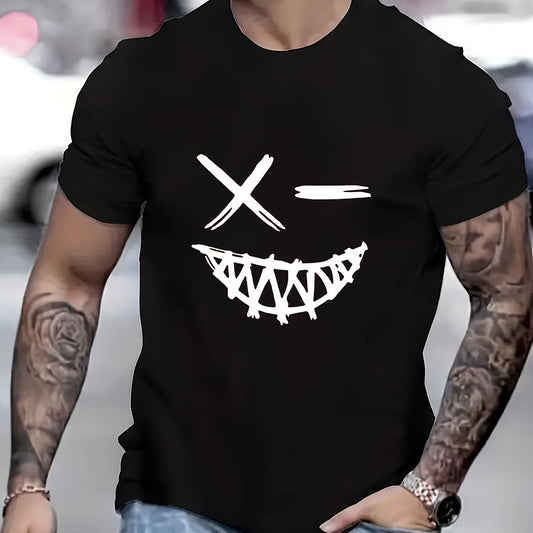 Camiseta con cara de sonrisa malvada para hombre – Camiseta de calle moderna de verano