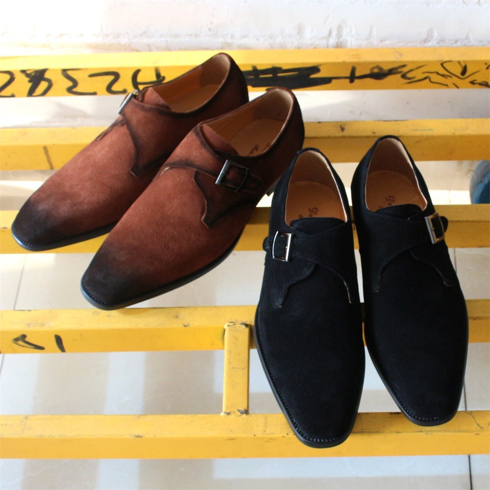 Men's Suede Handmade Monk Strap Shoes