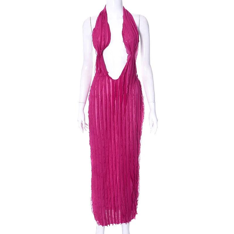 Women's Wave Pattern Chest Wrap Tied Dress
