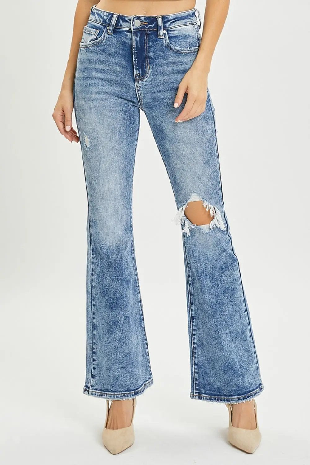 T-Shirts Trendsi High Rise Distressed Flares Women's Jeans: USA Shipped, Trendy