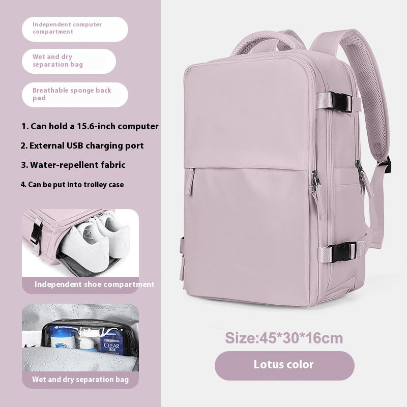 Backpack Women's Large Capacity Travel Men's Business Trip Can Be Expanded