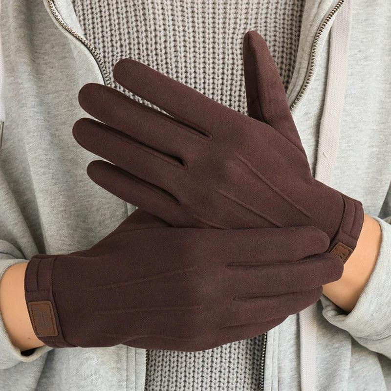 Men's Winter Fleece-lined Warm Wind-proof And Cold Protection Touch Screen Cycling Gloves
