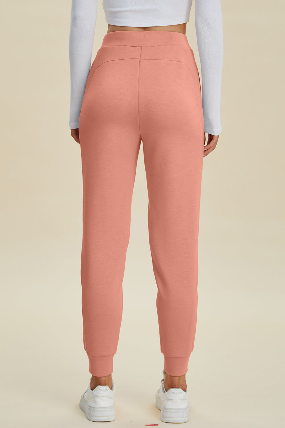 Joggers de cintura alta Basic Bae de tejido Air Scuba con cordón, talla completa