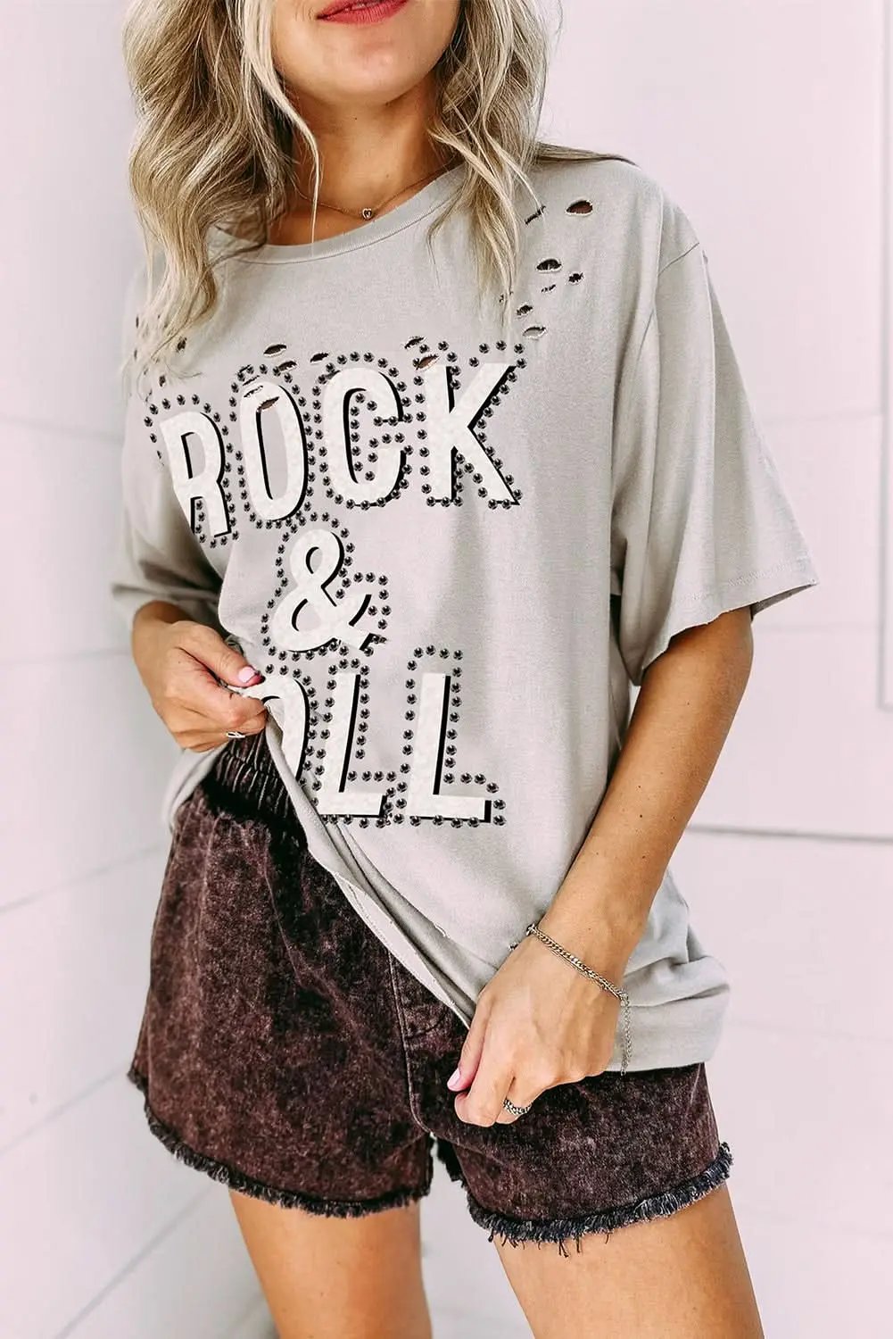 T-Shirt - Gray Rock Music Lovers - Distressed Vintage Style