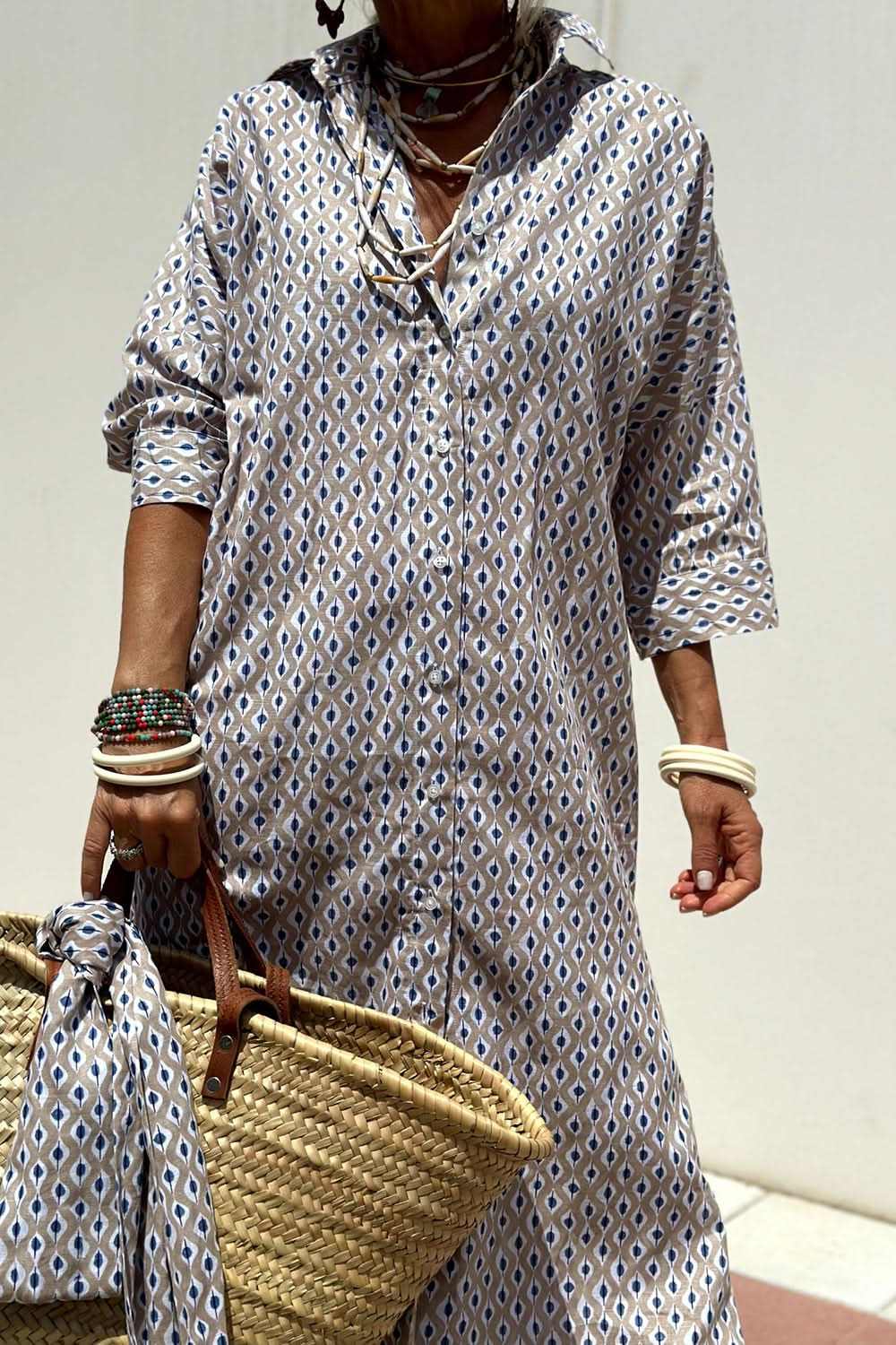 Shirts Trendsi Button-Up Dress Women's Chic Casual Polyester Mini Dress + Sleeves