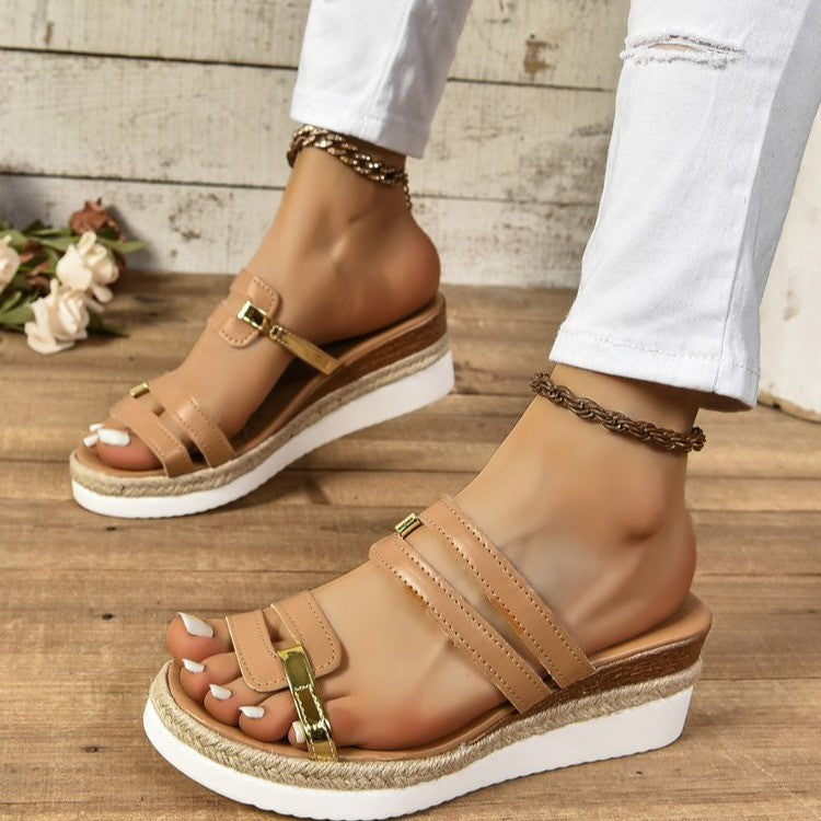 Women's Colorblock-Strap Wedge Sandals