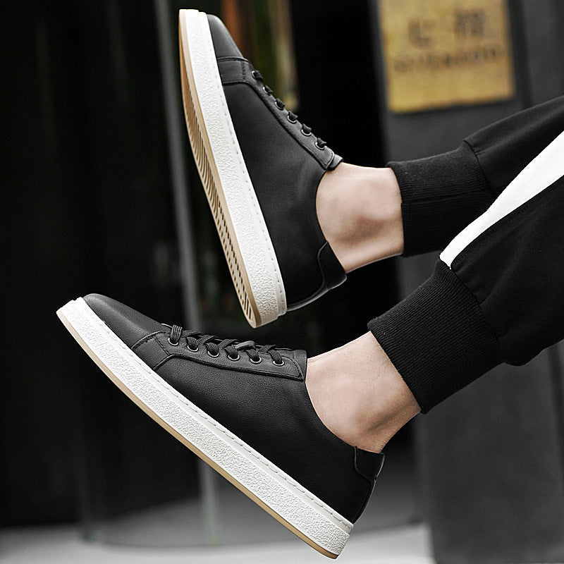 Men's Business Genuine Leather Lace-up Platform Sneakers